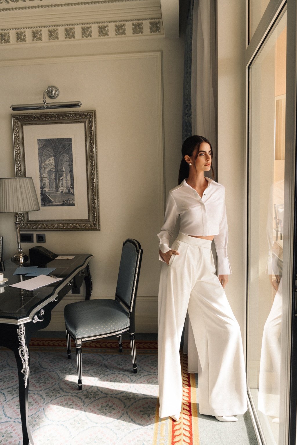 Ivory Wide-Leg Trousers
