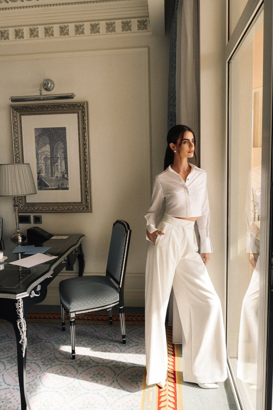 Ivory Wide-Leg Trousers