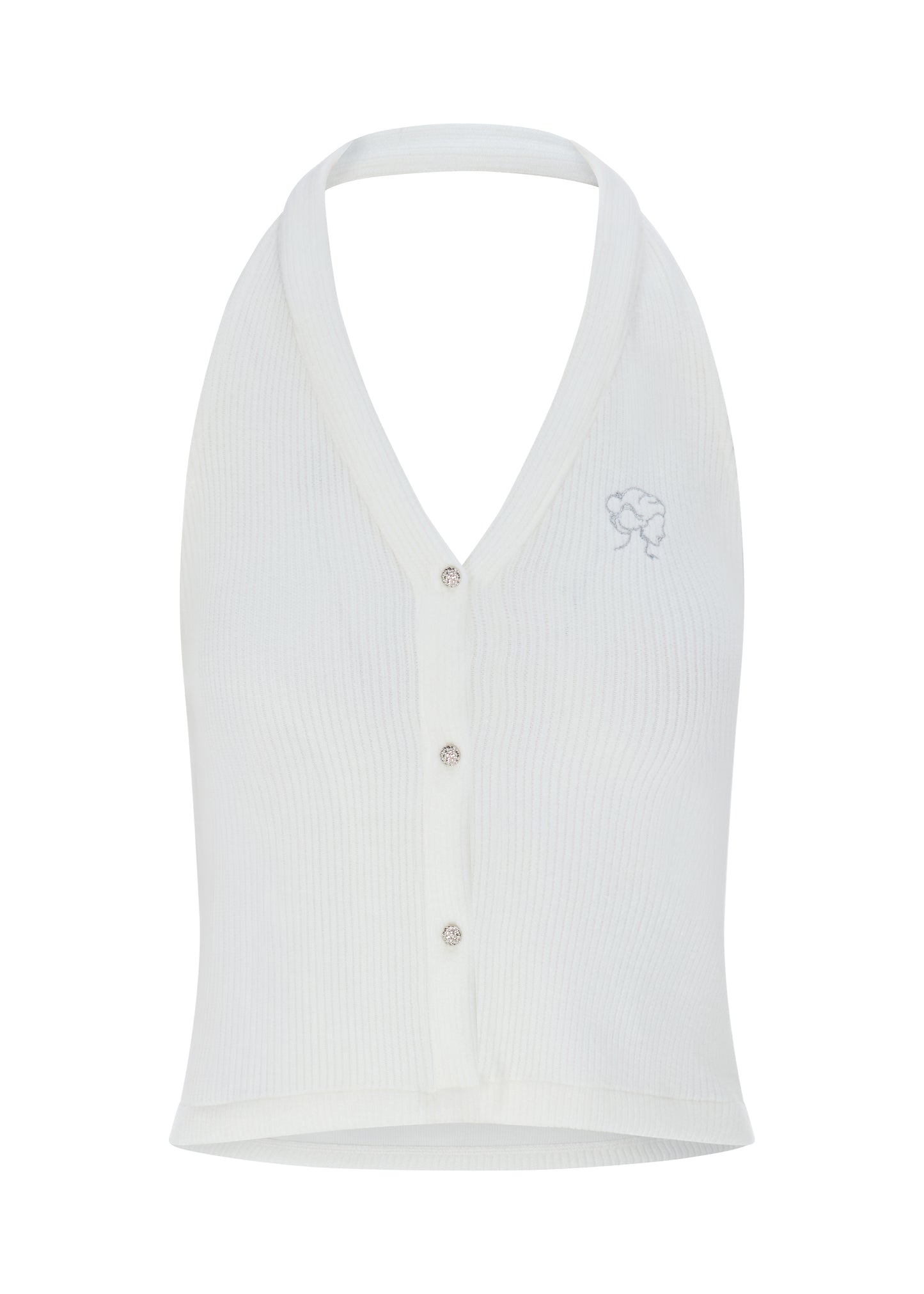 Halter Knit Top - White