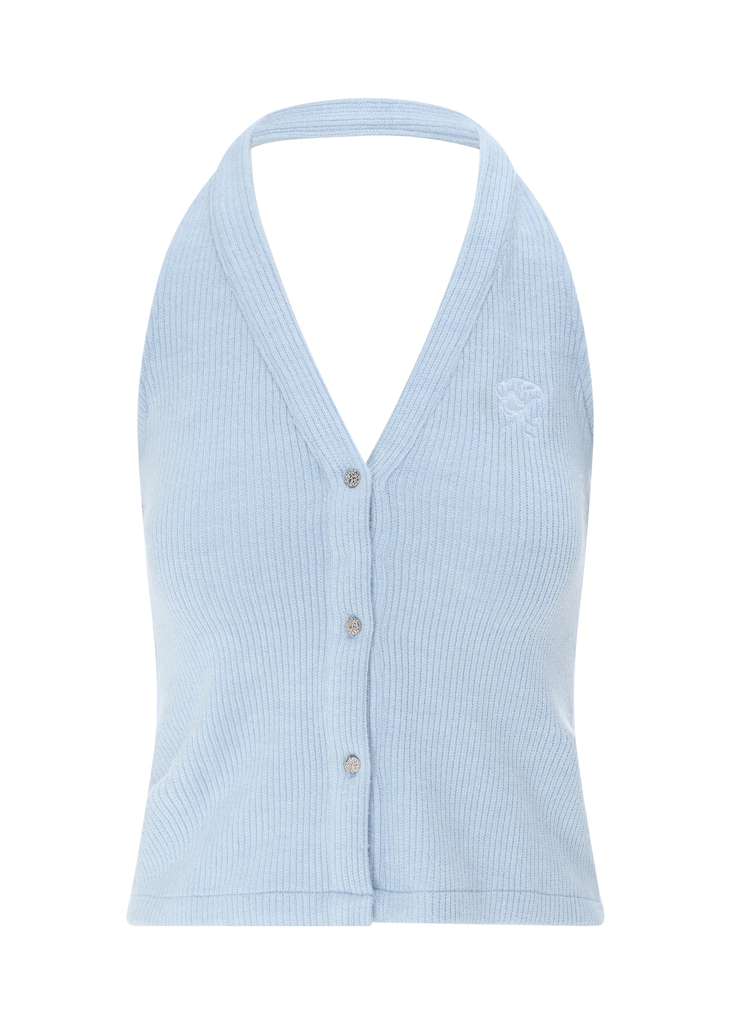 Halter Knit Top Dust Blue