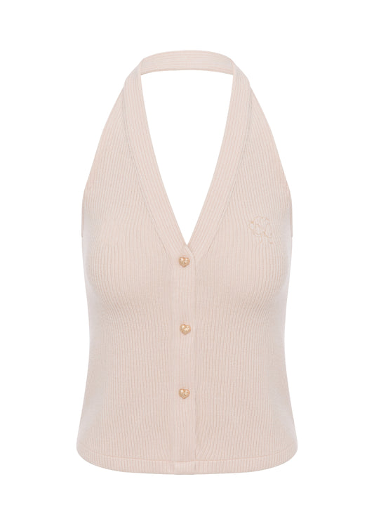 Halter Knit Top - Soft Ivory