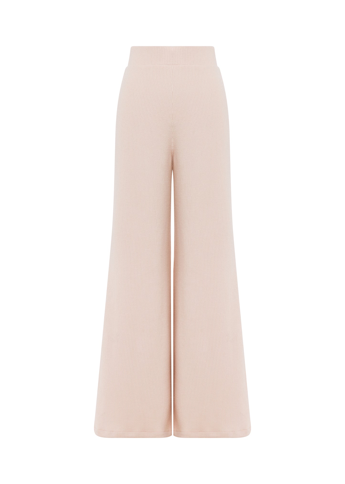 Wide-Leg Knit Pants — Soft Beige