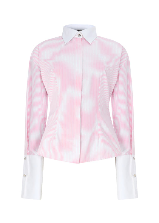 Tailored Cotton Shirt White & Pink