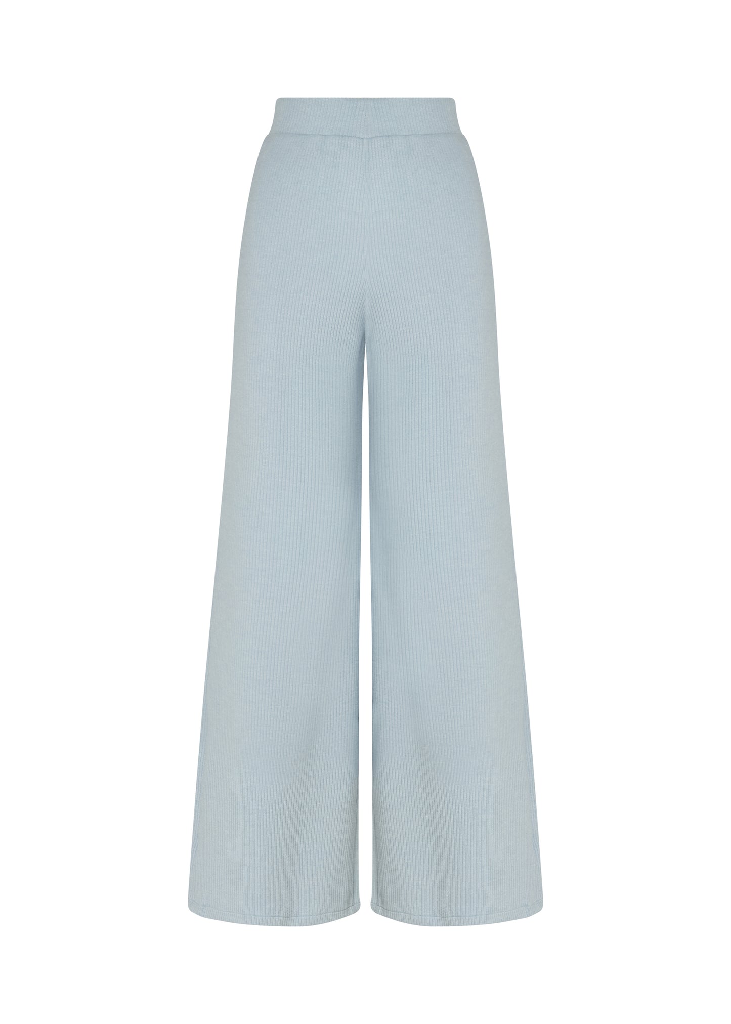 Wide-Leg Knit Pants — Dust Blue