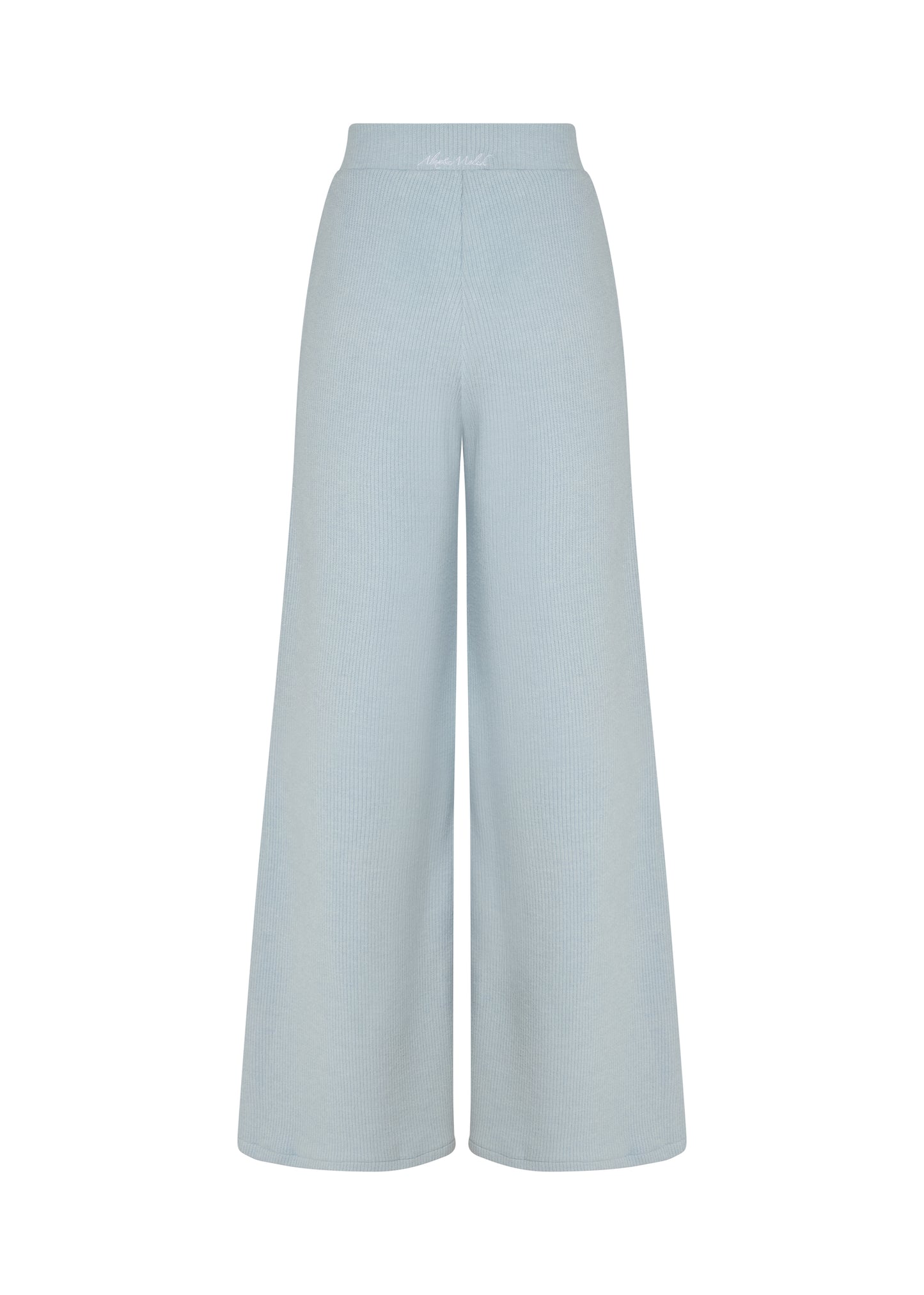 Wide-Leg Knit Pants — Dust Blue