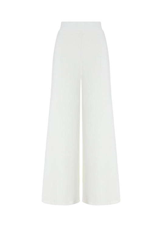 Wide-Leg Knit Pants — White