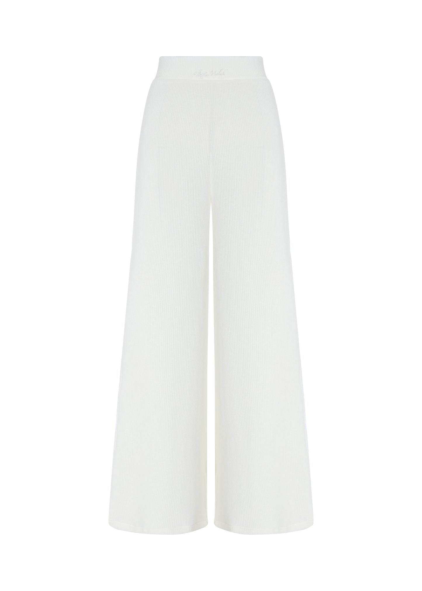 Wide-Leg Knit Pants — White