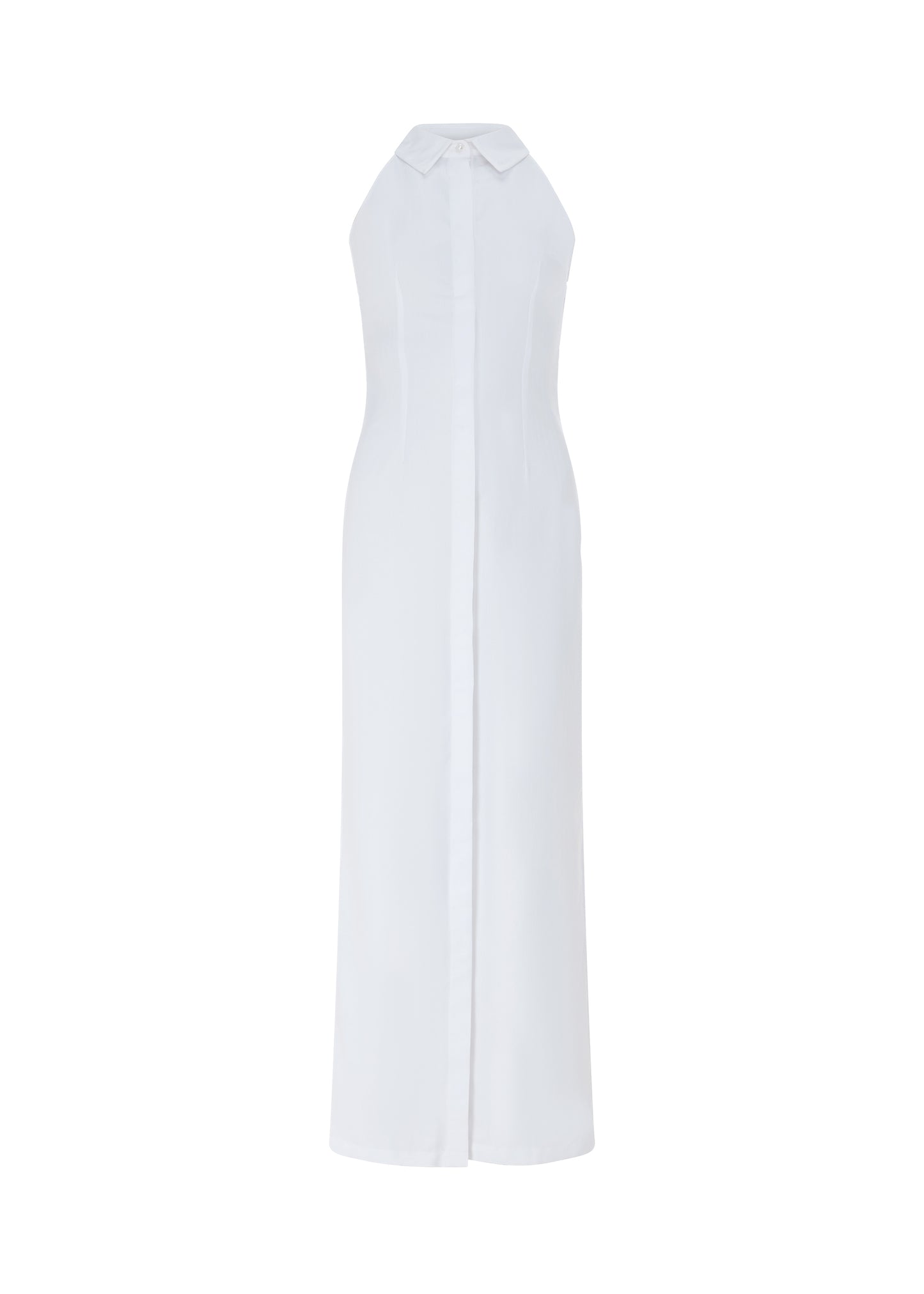 White Sleeveless Shirt Dress