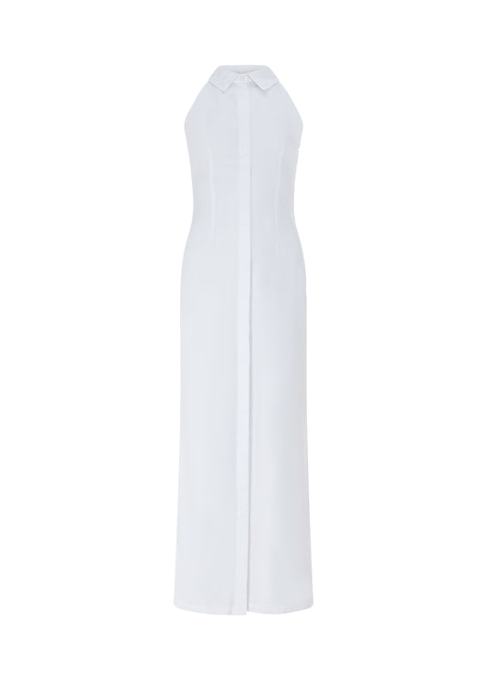 White Sleeveless Shirt Dress