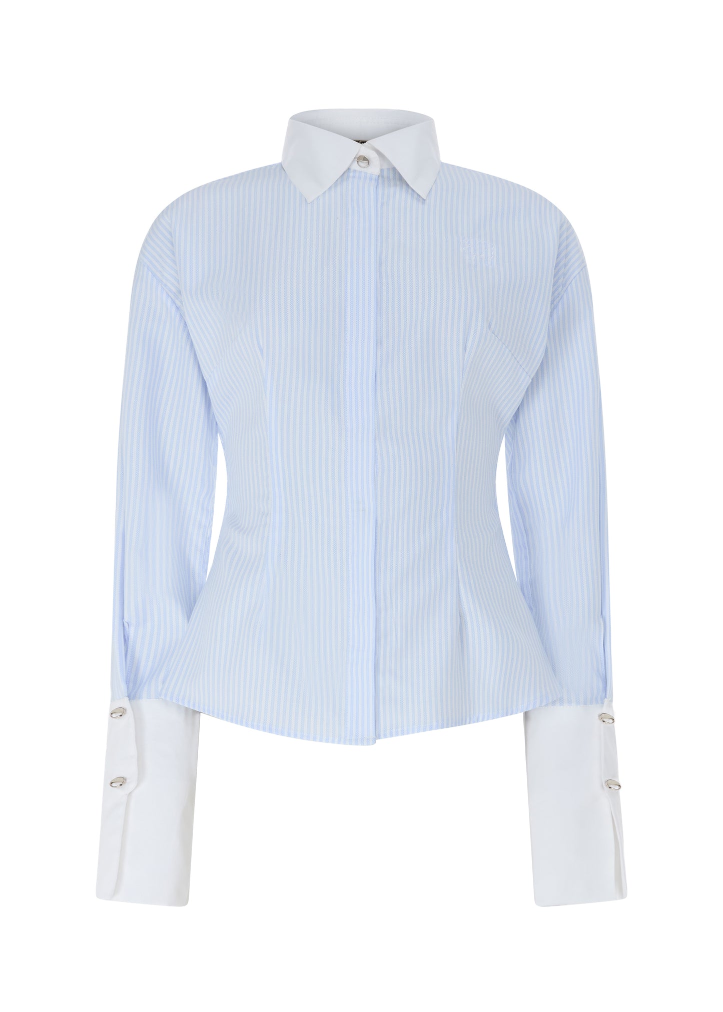 Tailored Cotton Shirt White & Sky Blue