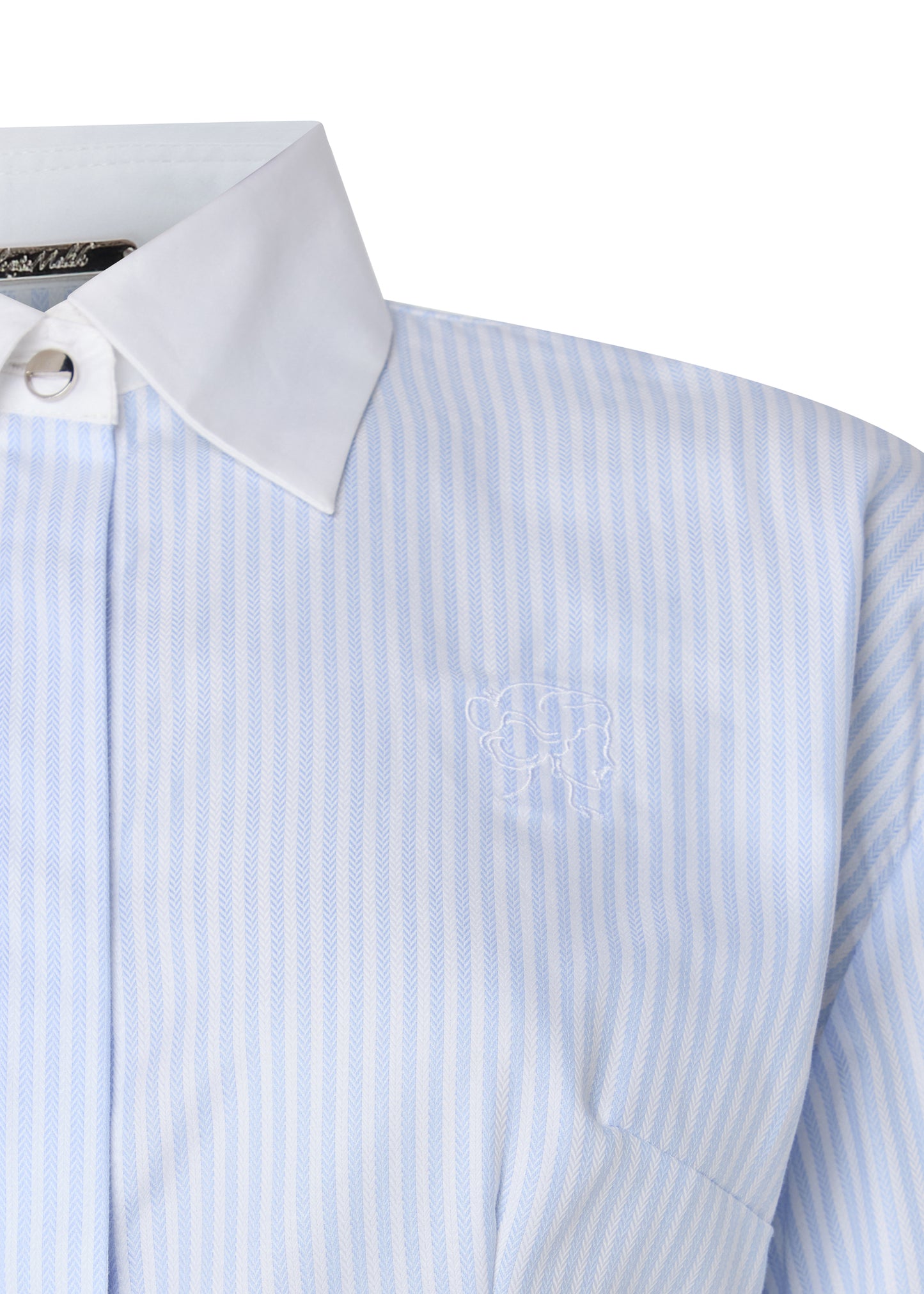 Tailored Cotton Shirt White & Sky Blue