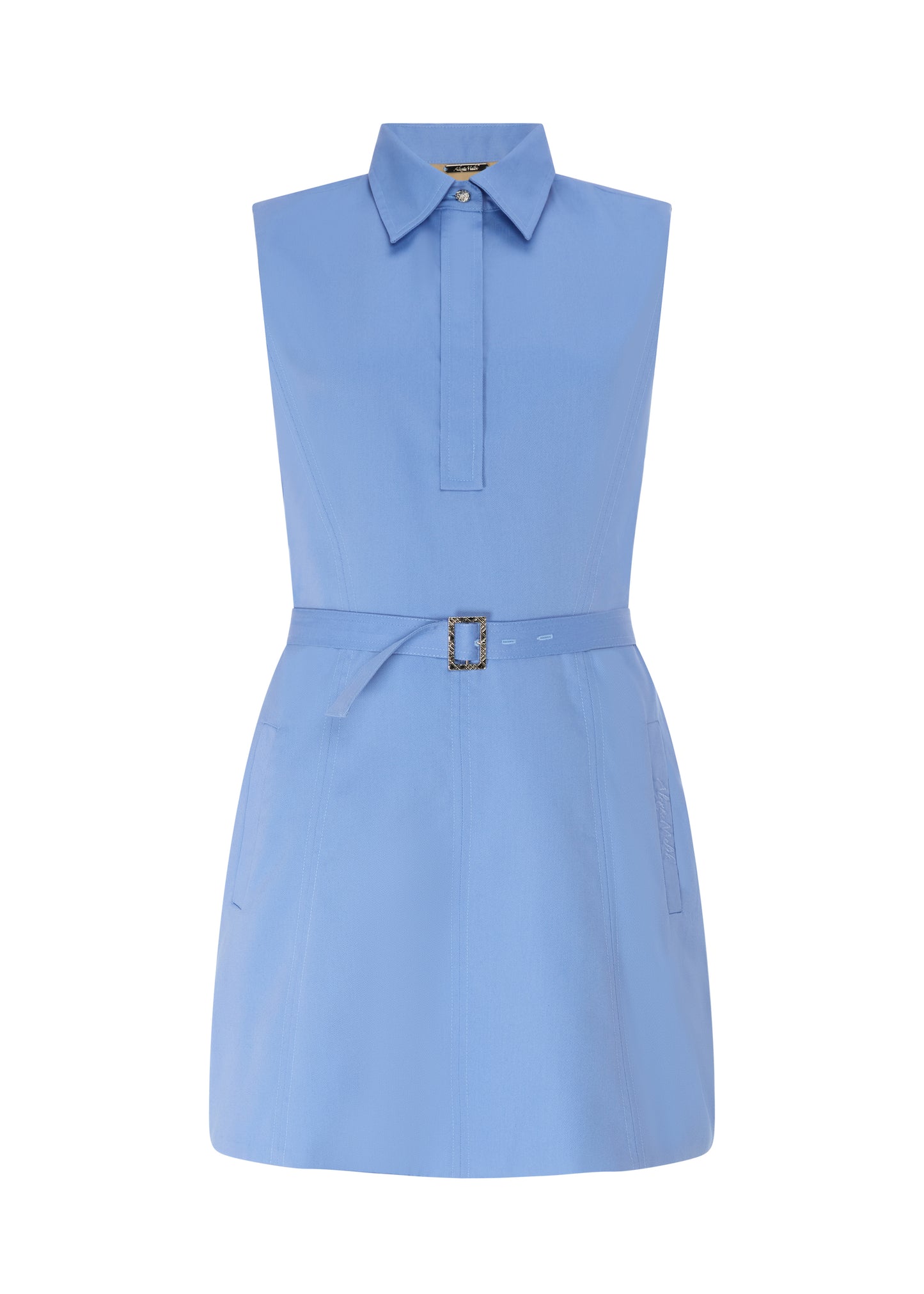 Tailored Dress with Belt Blue