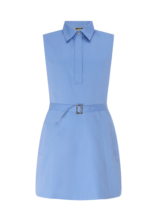 Tailored Dress with Belt Blue
