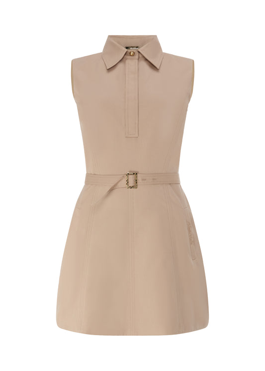 Tailored Dress with Belt Beige